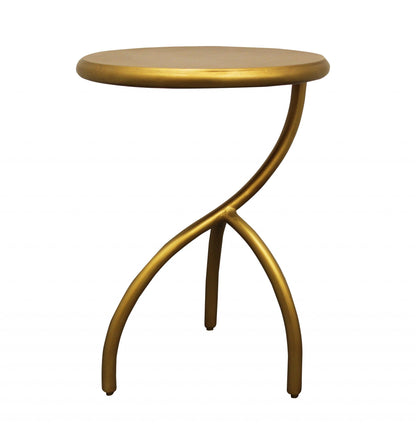 20" Antique Brass Iron Round End Table