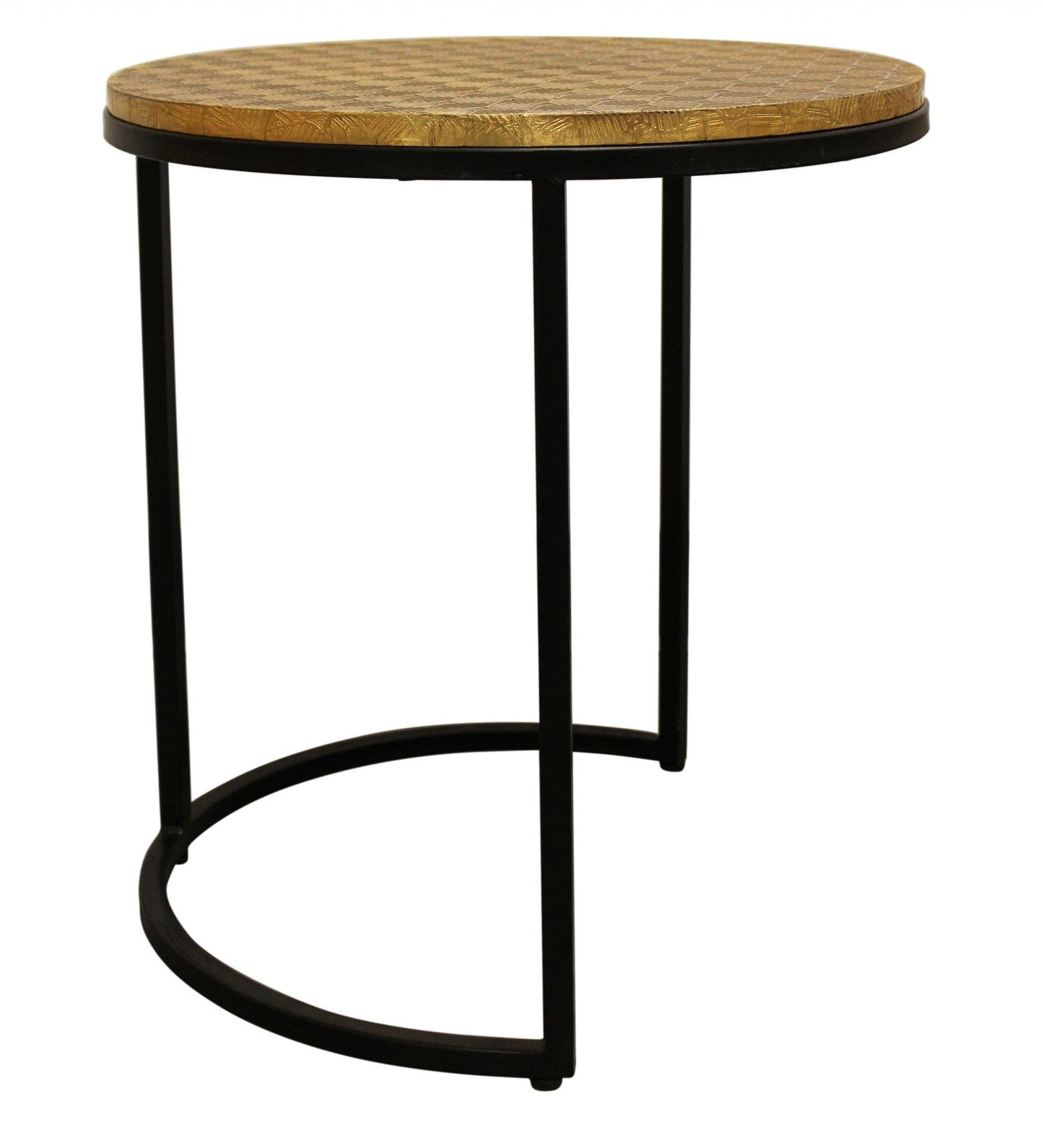 Set Of Three 19" Black And Brass Round Nested Tables
