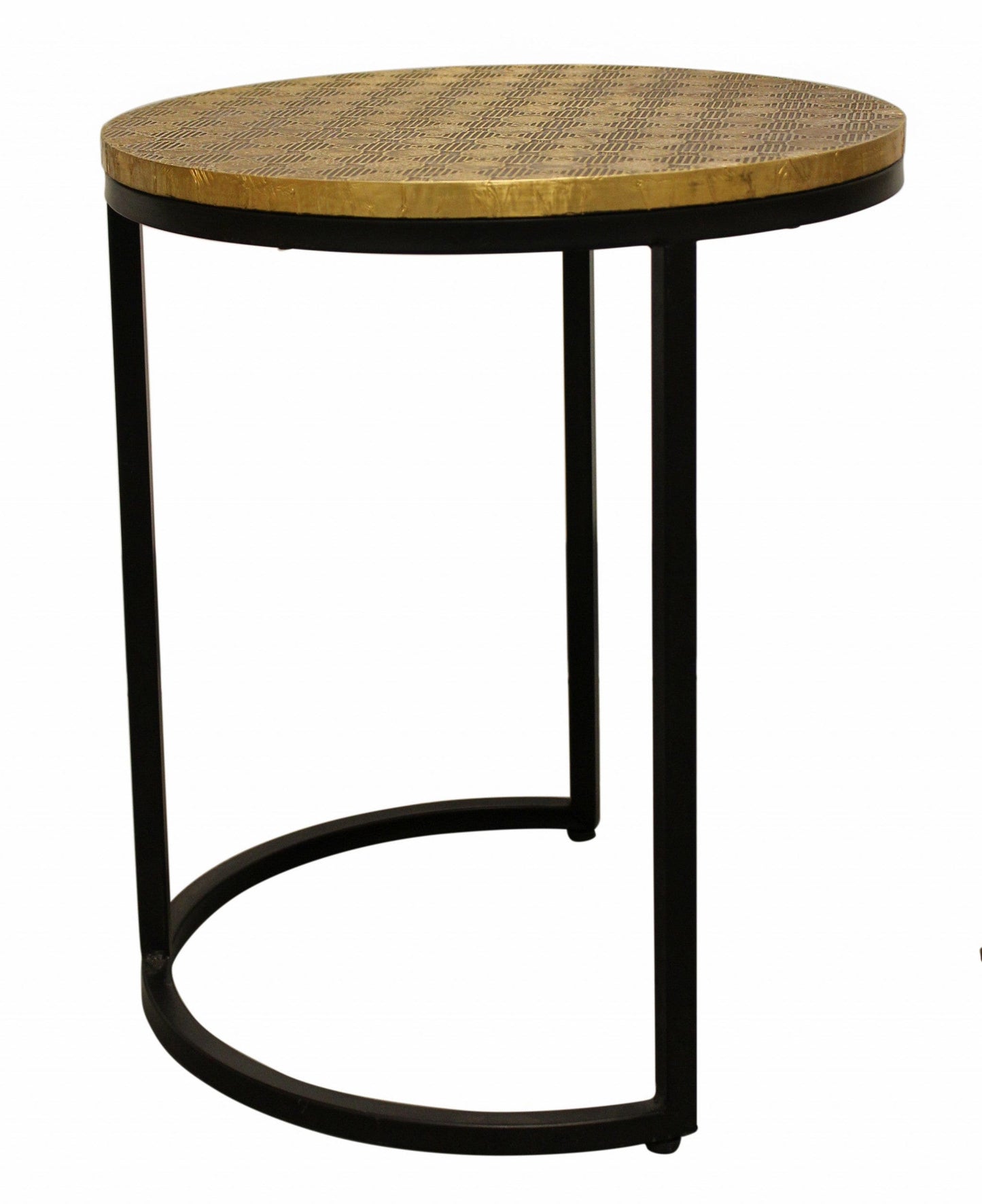 Set Of Three 19" Black And Brass Round Nested Tables