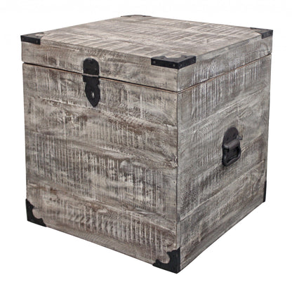 20" Gray Solid Wood Square End Table