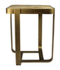 24" Brass And Brown Solid Wood And Iron Square End Table