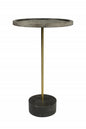 26" Black And Brown Solid Wood And Marble Round End Table