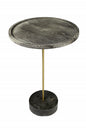 30" Black And Brown Solid Wood And Marble Round End Table
