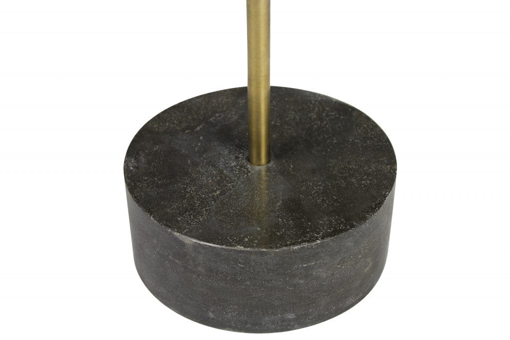 30" Black And Brown Solid Wood And Marble Round End Table