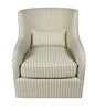30" Natural Polyester Blend Striped Swivel Lounge Chair