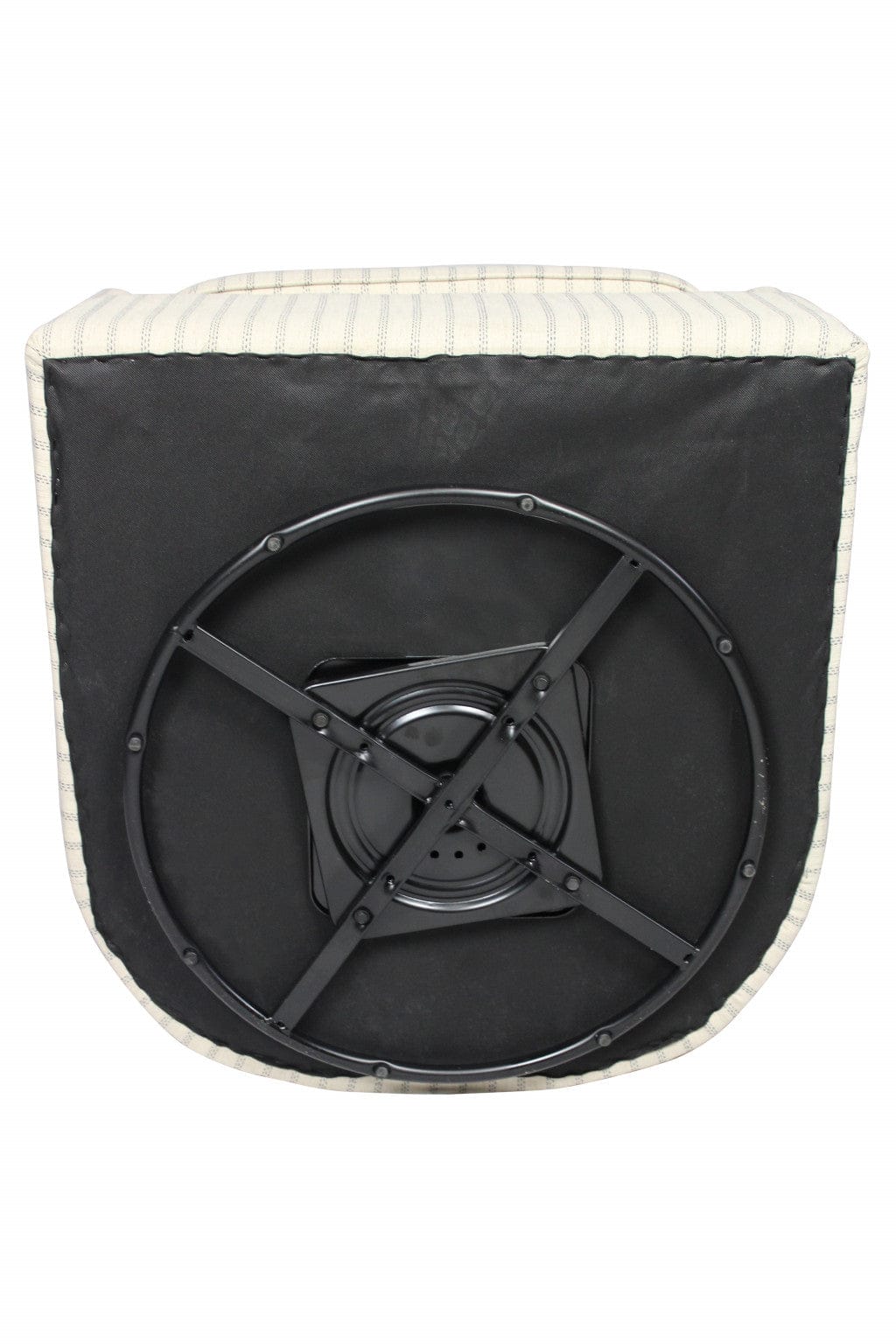 30" Natural Polyester Blend Striped Swivel Lounge Chair