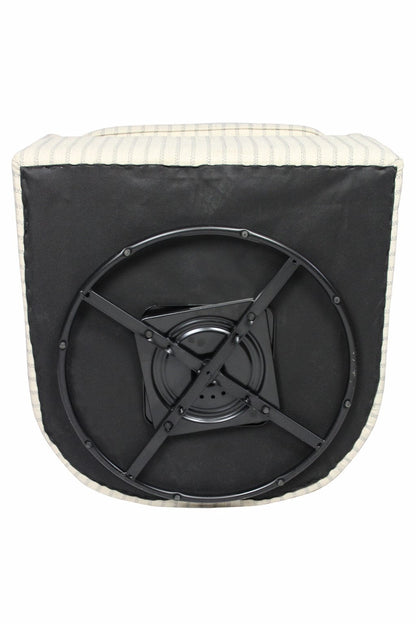 30" Natural Polyester Blend Striped Swivel Lounge Chair