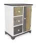 30" White And Black Rustic Wood End Table With Three Drawers