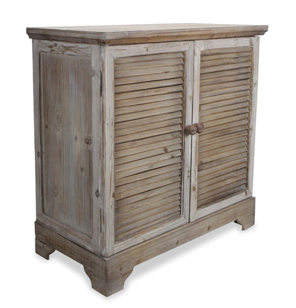 32" Rustic Natural Brown Solid Wood End Table with Cabinet