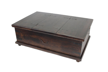 40" Brown Solid Wood Distressed Lift Top Coffee Table