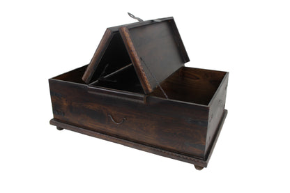 40" Brown Solid Wood Distressed Lift Top Coffee Table