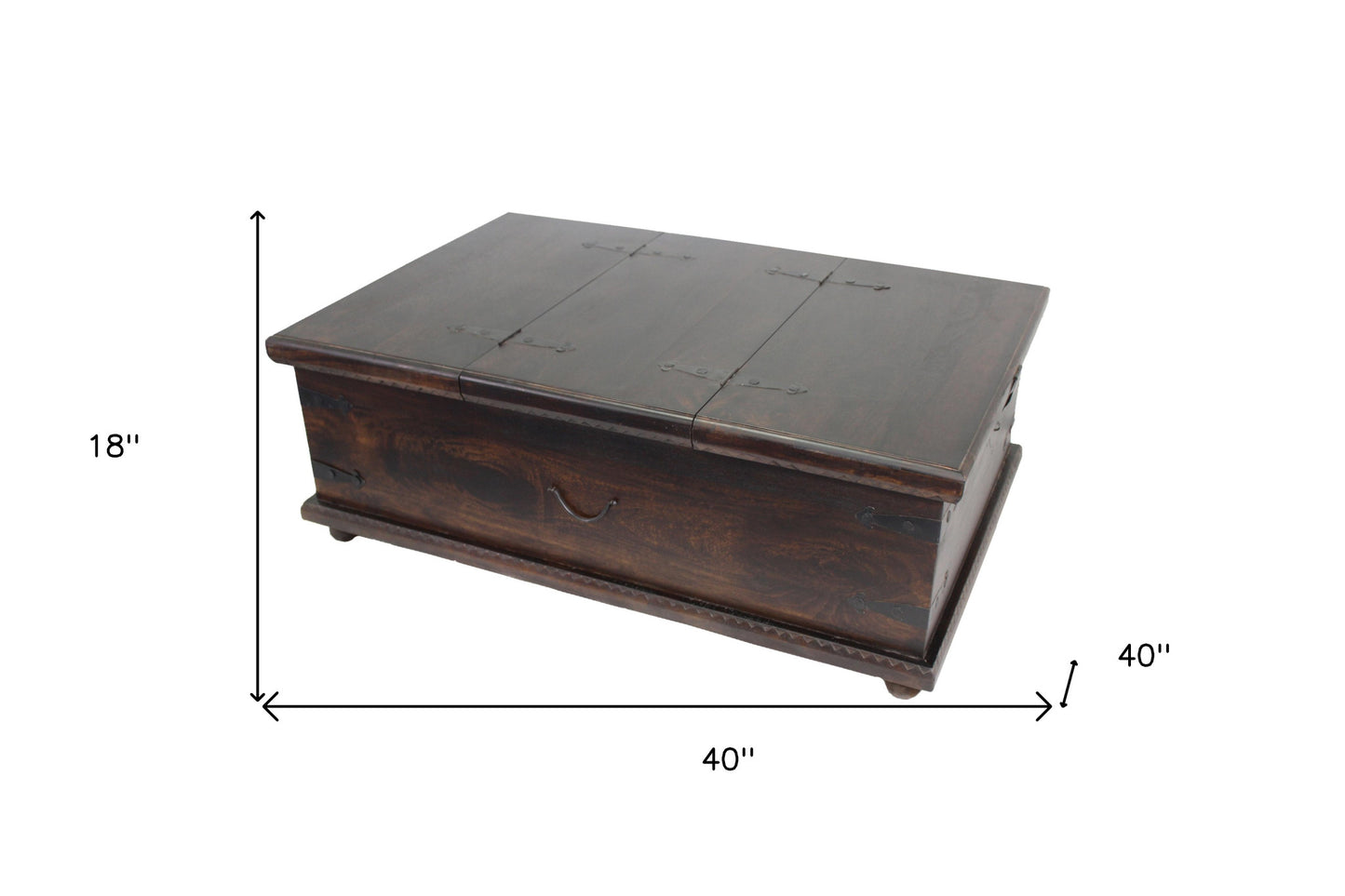 40" Brown Solid Wood Distressed Lift Top Coffee Table