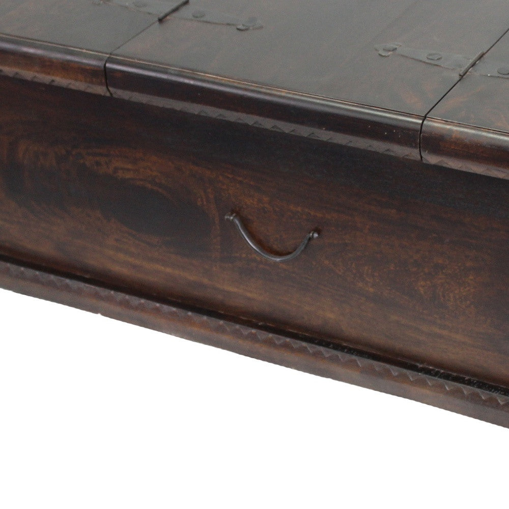 40" Brown Solid Wood Distressed Lift Top Coffee Table