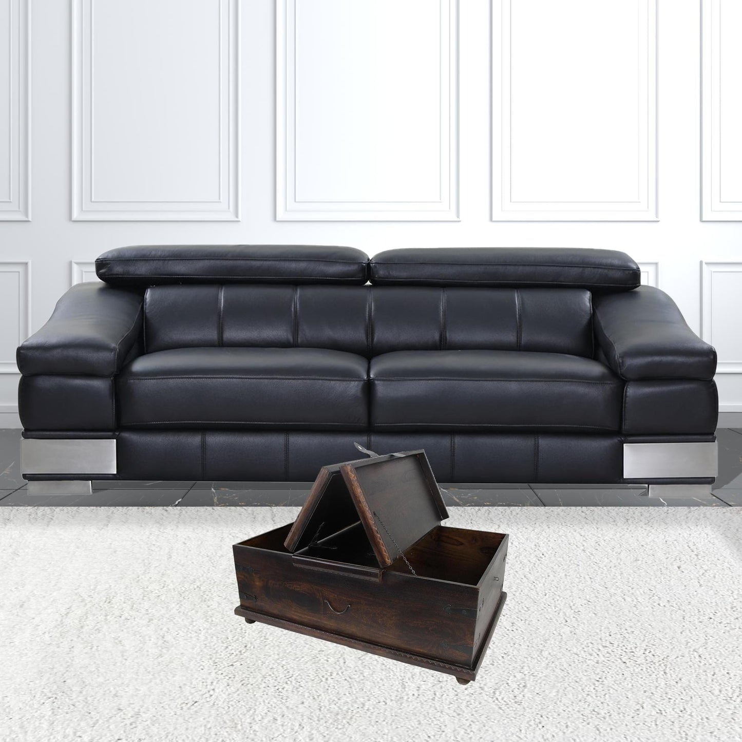 40" Brown Solid Wood Distressed Lift Top Coffee Table