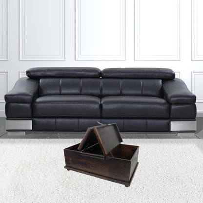 40" Brown Solid Wood Distressed Lift Top Coffee Table