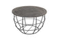 32" Gray Wash Solid Wood and Cast Iron Round Distressed Coffee Table