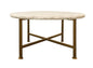 30" Brass And Ivory Genuine Marble Round Coffee Table