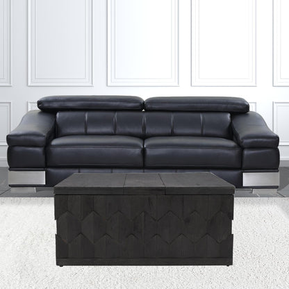 40" Dark Gray Solid Wood Square Distressed Coffee Table