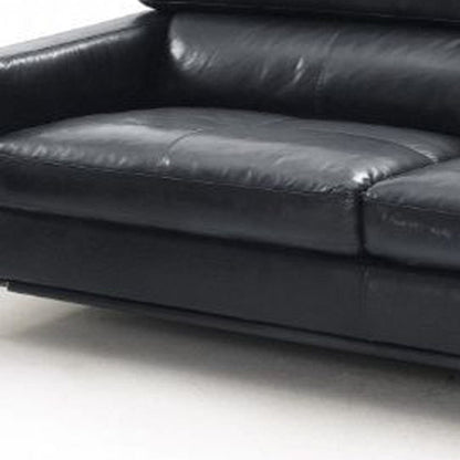 79" Black Silver Genuine Leather Standard Sofa