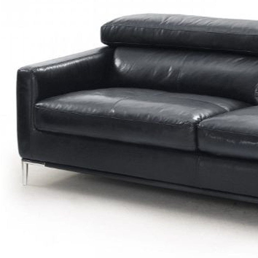 79" Black Silver Genuine Leather Standard Sofa