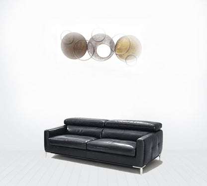 79" Black Silver Genuine Leather Standard Sofa