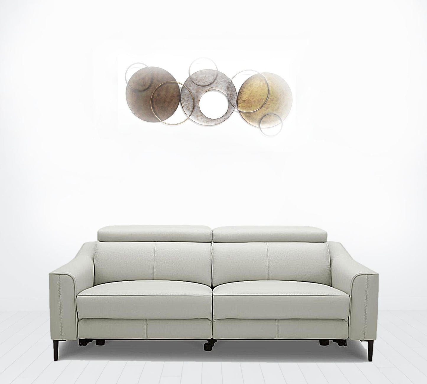 74" Grey Genuine Leather and Black Reclining Sofa