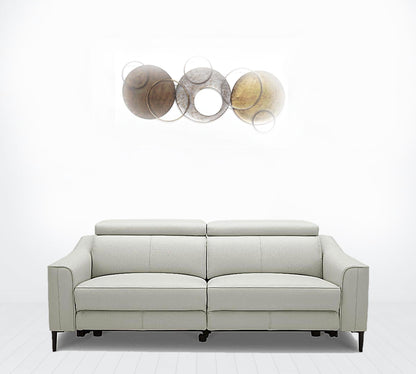 74" Grey Genuine Leather and Black Reclining Sofa