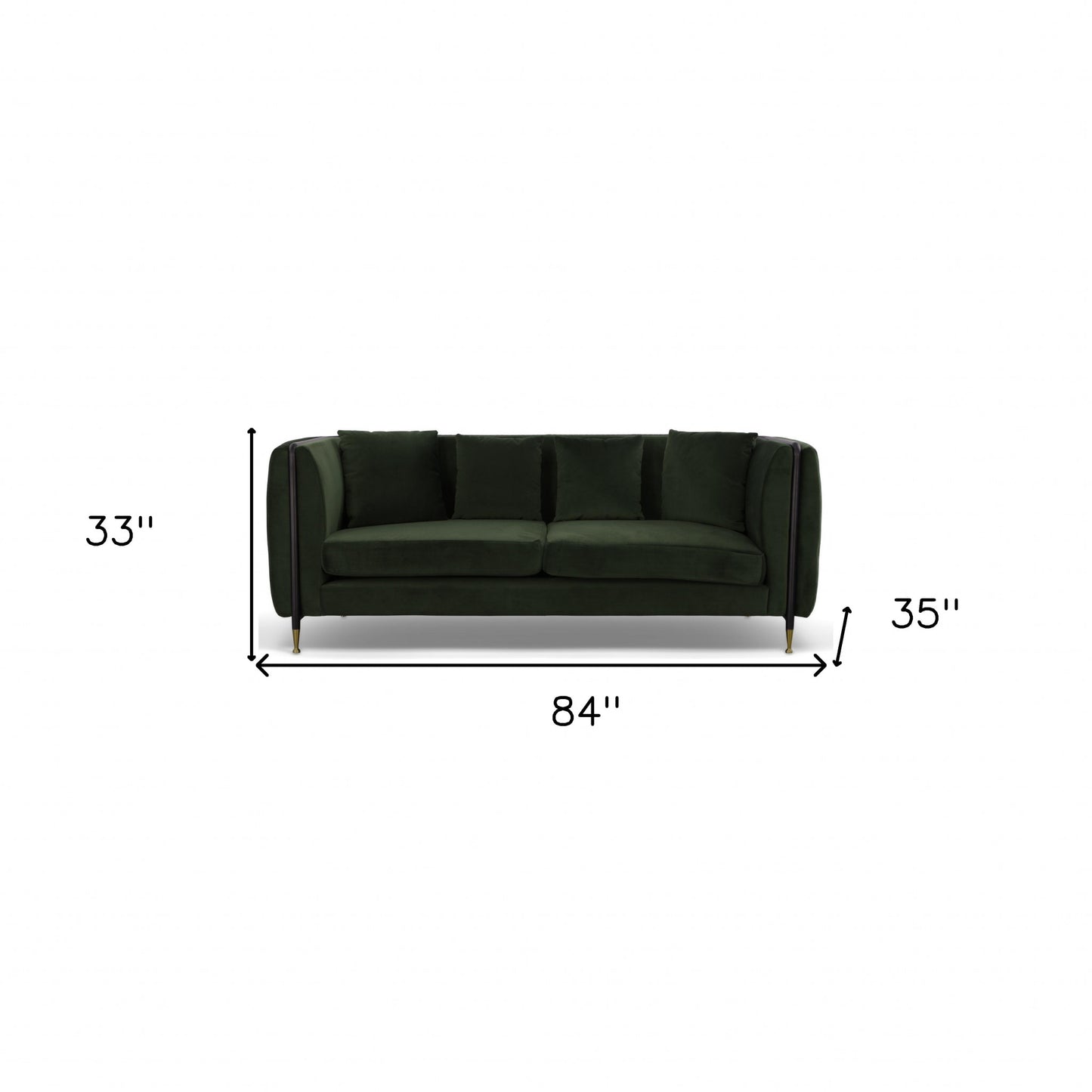 84" Dark Moss Green Velvet Standard Sofa
