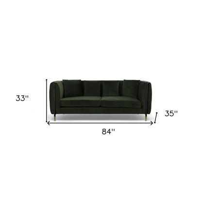 84" Dark Moss Green Velvet Standard Sofa