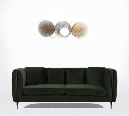 84" Dark Moss Green Velvet Standard Sofa