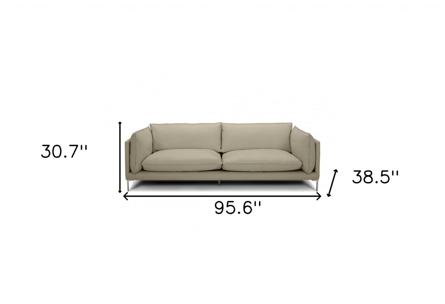 96" Taupe Top Grain Leather Standard Sofa