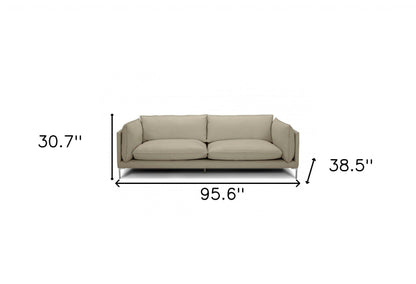 96" Taupe Top Grain Leather Standard Sofa