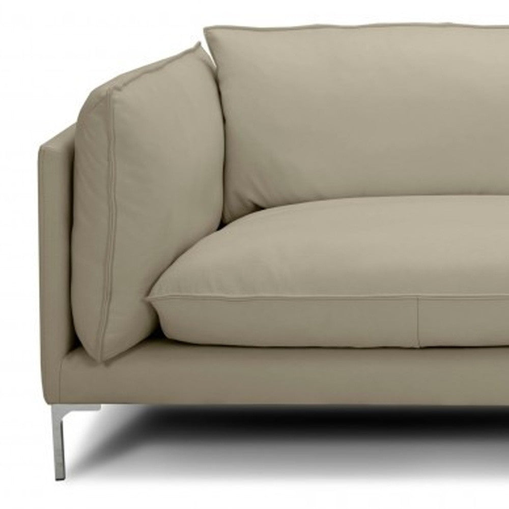 96" Taupe Top Grain Leather Standard Sofa