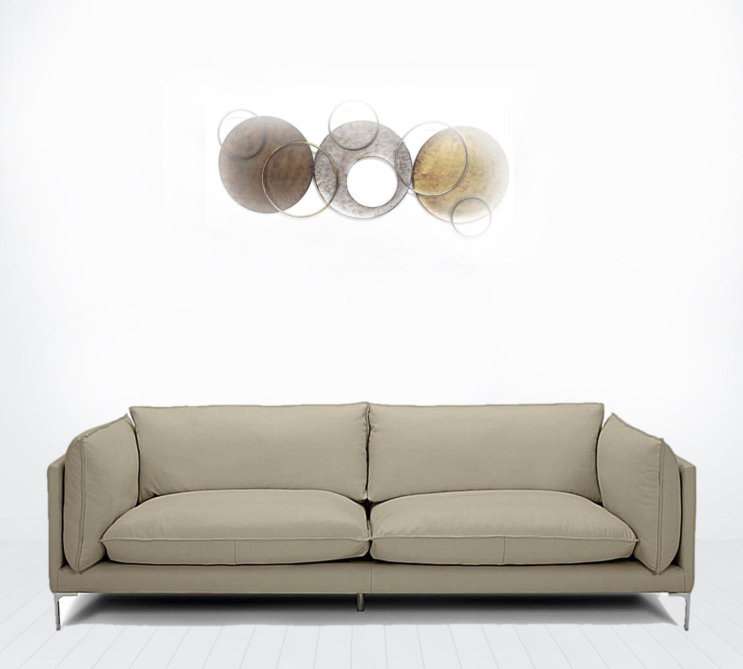 96" Taupe Top Grain Leather Standard Sofa