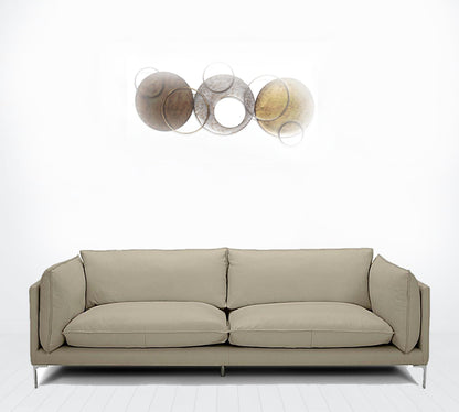 96" Taupe Top Grain Leather Standard Sofa