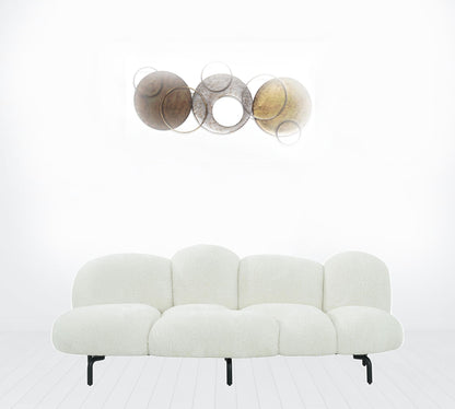 87" White Sherpa Bubble Cushion Sofa