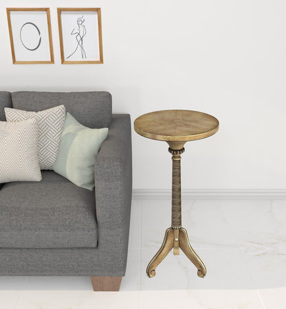 24" Beige Manufactured Wood Round End Table