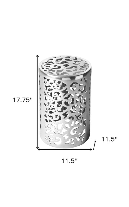 18" Silver Aluminum Round End Table
