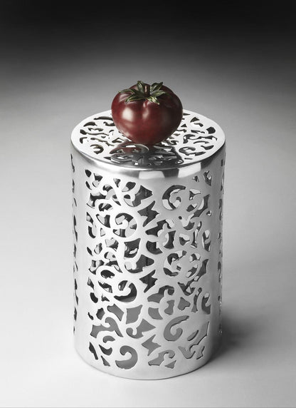 18" Silver Aluminum Round End Table