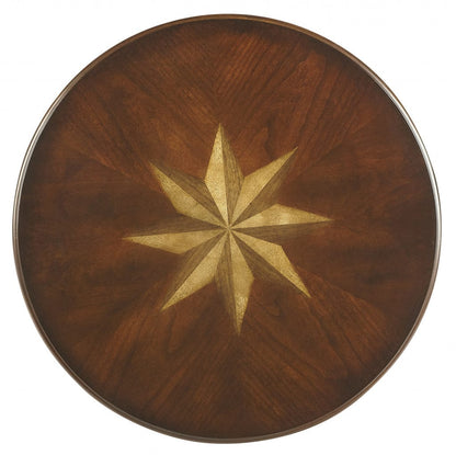 24" Dark Brown Mirrored Round End Table