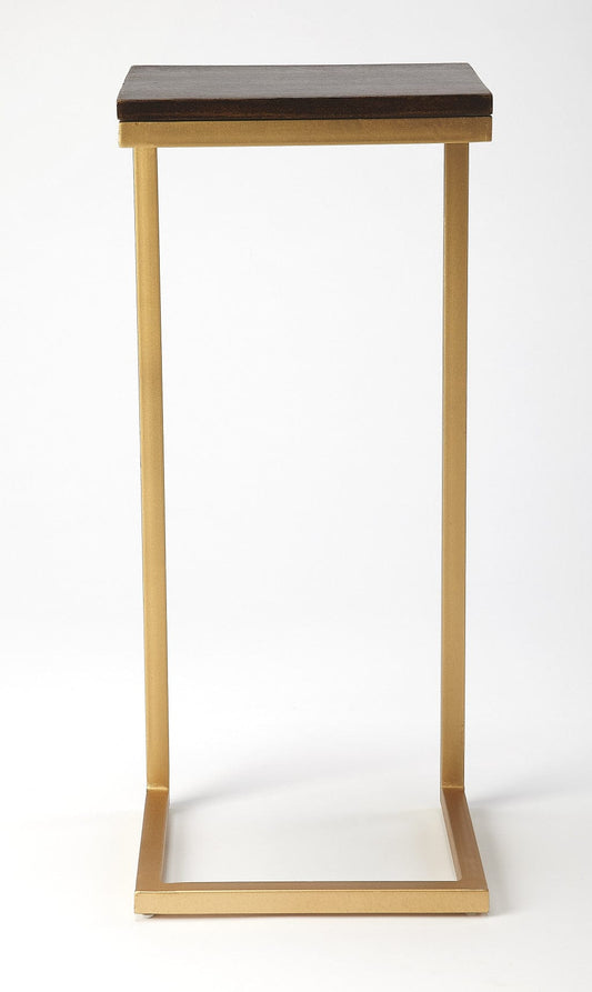 26" Gold Solid Wood Rectangular End Table