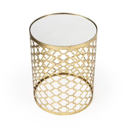 21" Gold Mirrored Round End Table