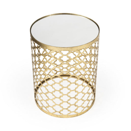 21" Gold Mirrored Round End Table