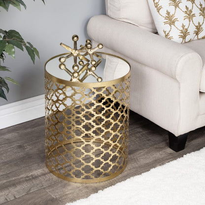 21" Gold Mirrored Round End Table