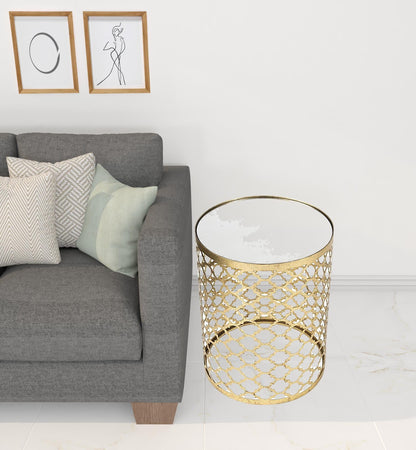 21" Gold Mirrored Round End Table