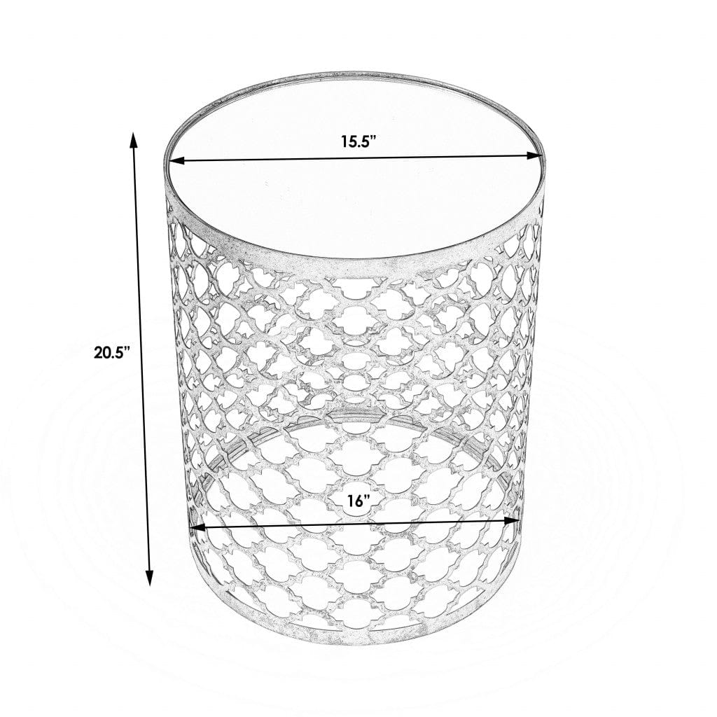 21" Gold Mirrored Round End Table