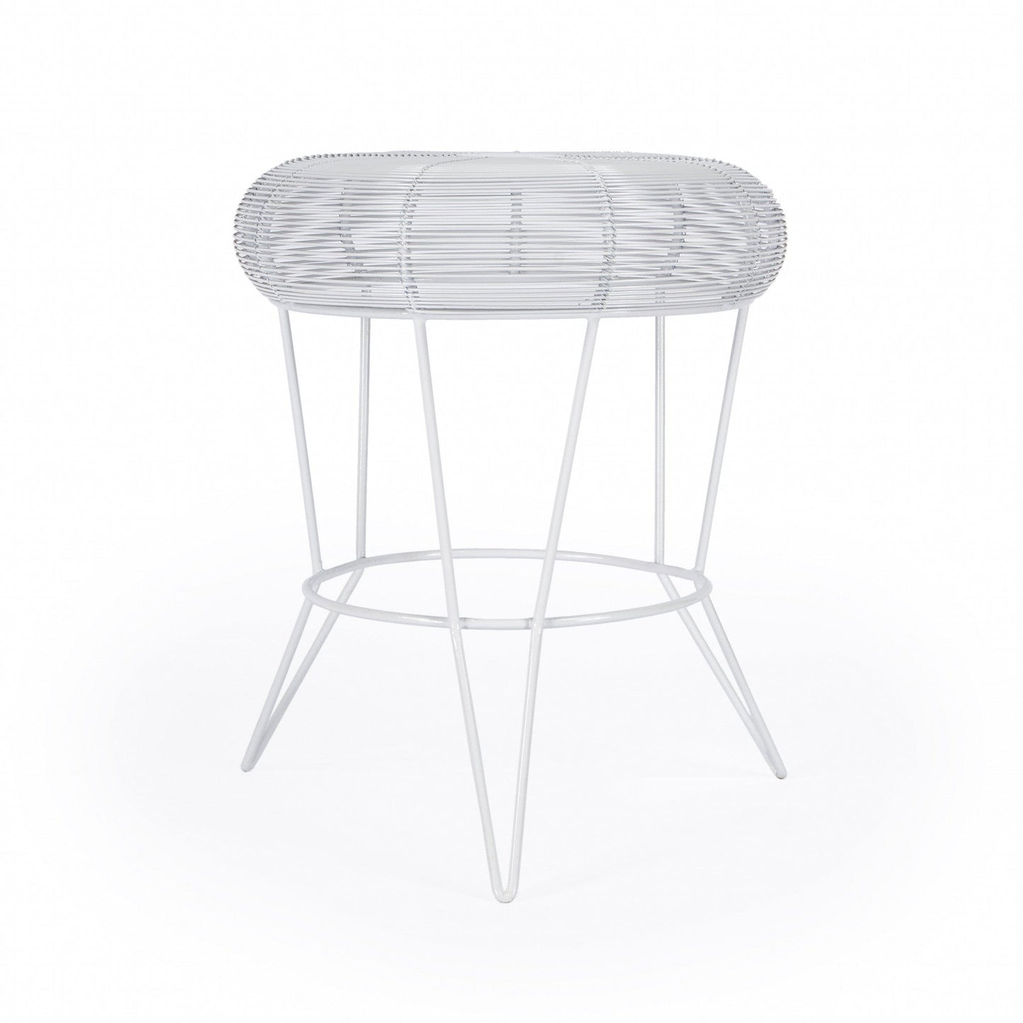 18" White Wire Round top End Table