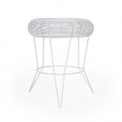 18" White Wire Round top End Table