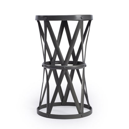 22" Gray Iron Hourglass Base Round Top End Table