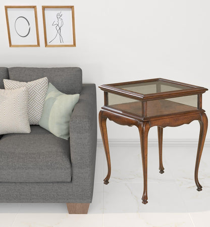 25" Dark Brown Glass Rectangular End Table